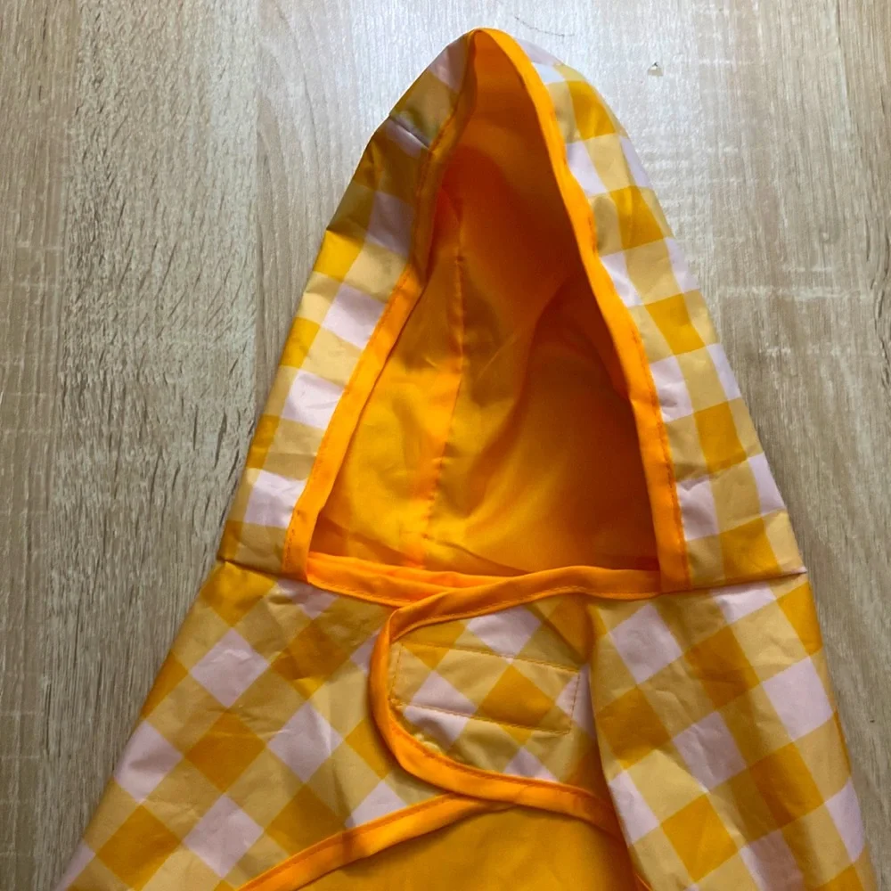 Kitschy Dog Lover Checkered Coquette Outdoor Orange Protective Pet Raincoat